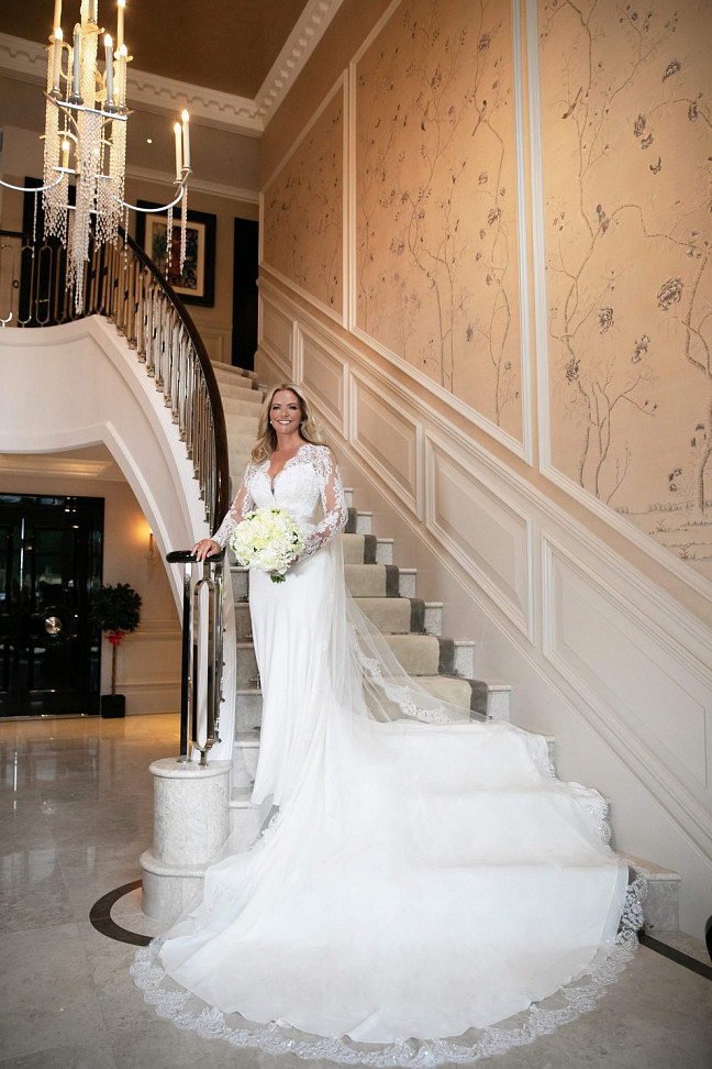 Michelle More wears bespoke Suzanne Neville for her wedding day