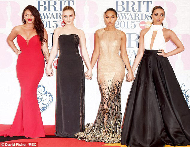 Little Mix Jesy Nelson wears Suzanne Neville Premier at the BRIT Awards 2015